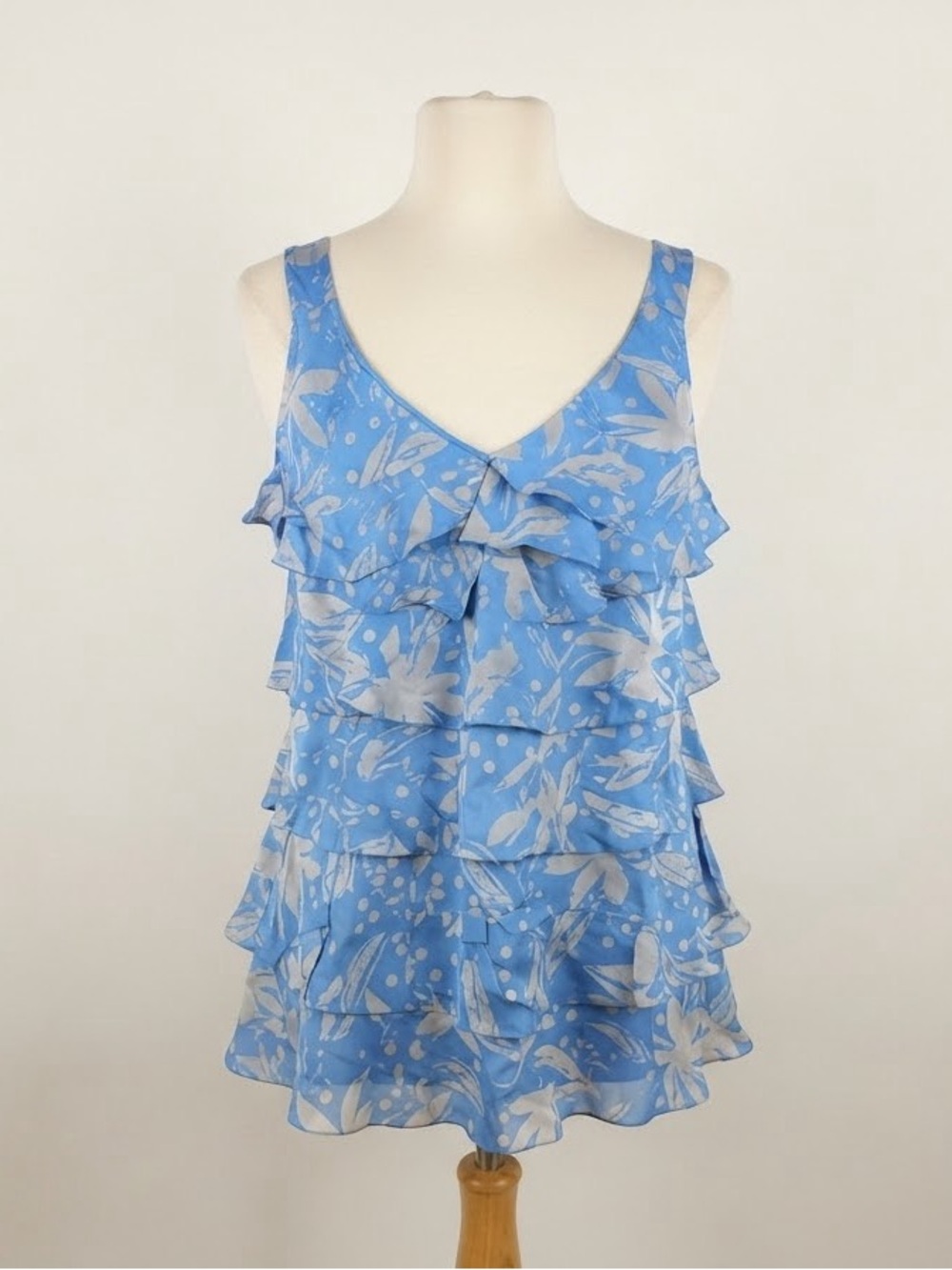 Alfani Light Blue Floral Layered Ruffle Camisole